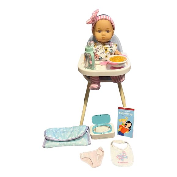 NEW American Girl Little Bitty Baby DOLL + HIGHCHAIR Diaper Clothes & Care Set - Picture 13 of 15